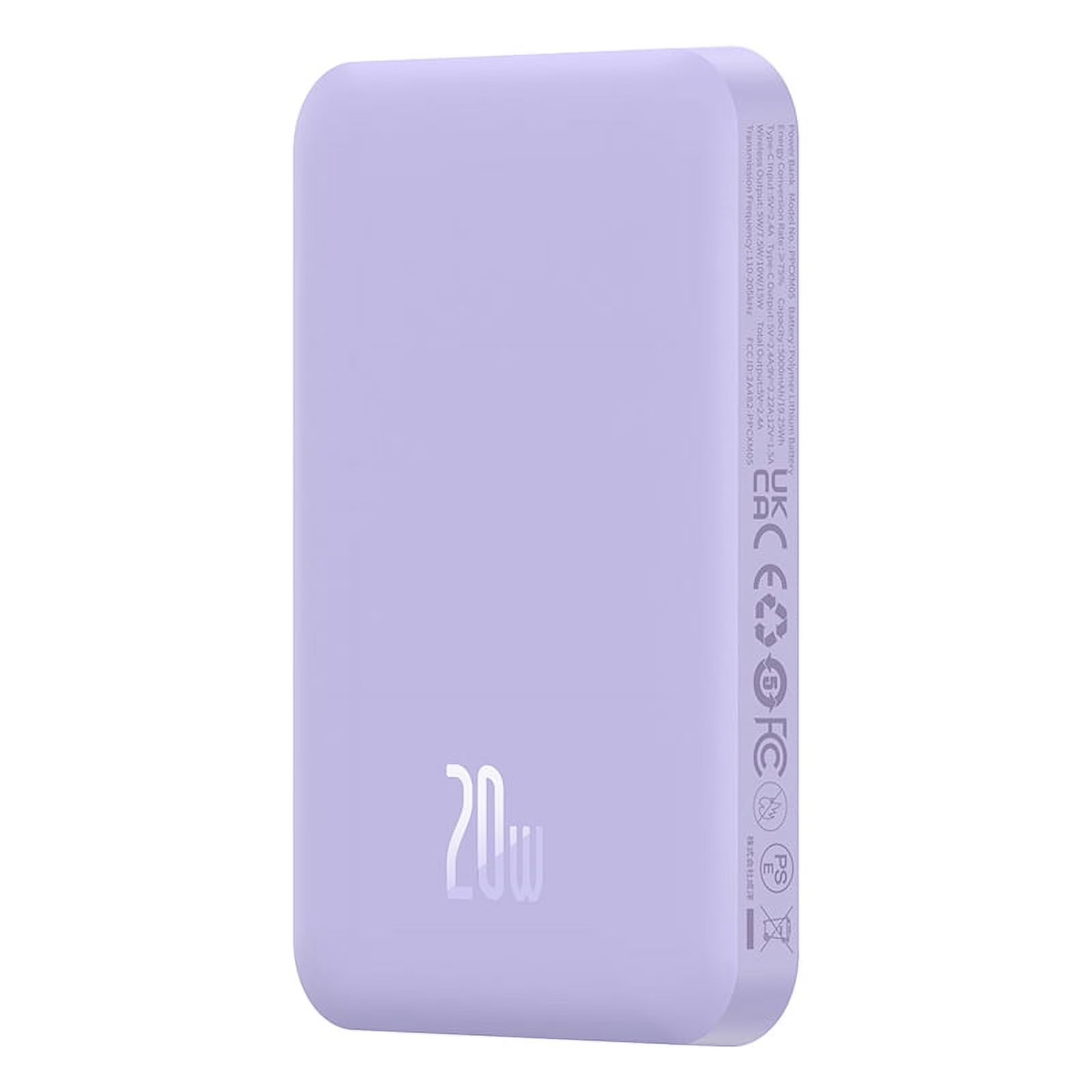 Baseus Magnetic 5000mAh Power Bank, Wireless Portable Charger for iPhone 17/16/15/14, Fast Charging Battery Pack, Purple-1