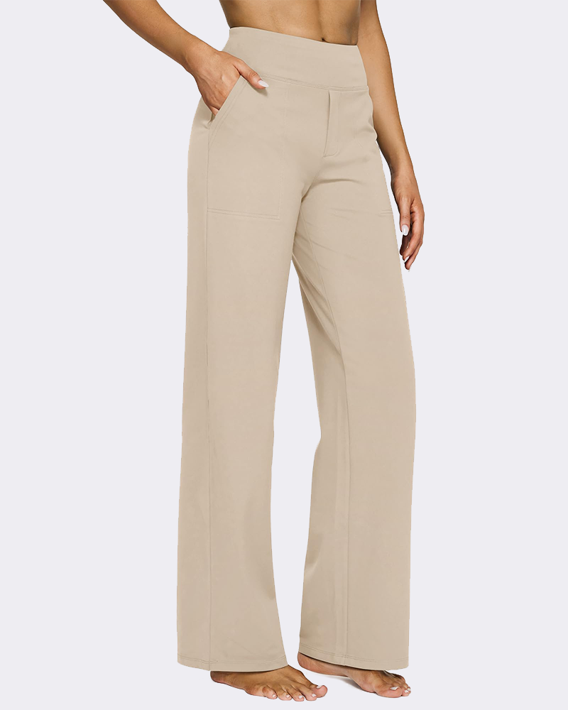 High-Waist Wide Leg Yoga Pants with Pockets-6