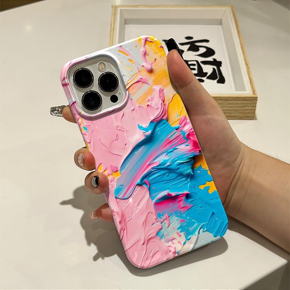 Ins style oil painting Apple 15pm phone case 16pro protective case 13pm phone case 2-in-1 film case 12 women-2