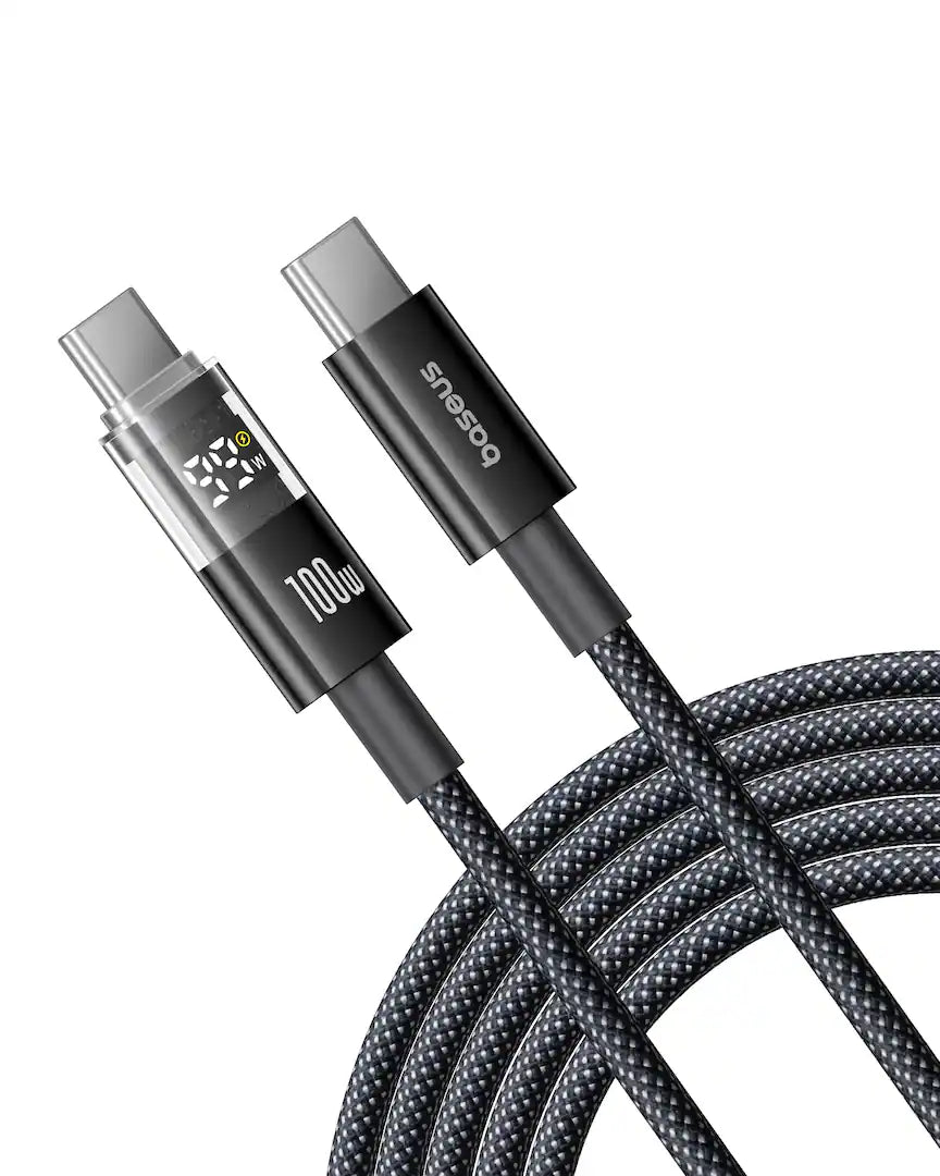 Baseus - 6.6’ USB-C to USB-C Fast Charging Cable with 100W Power Delivery and LED Power Display-2