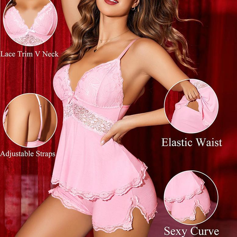 Lace Floral Pajama Lounge Set-3