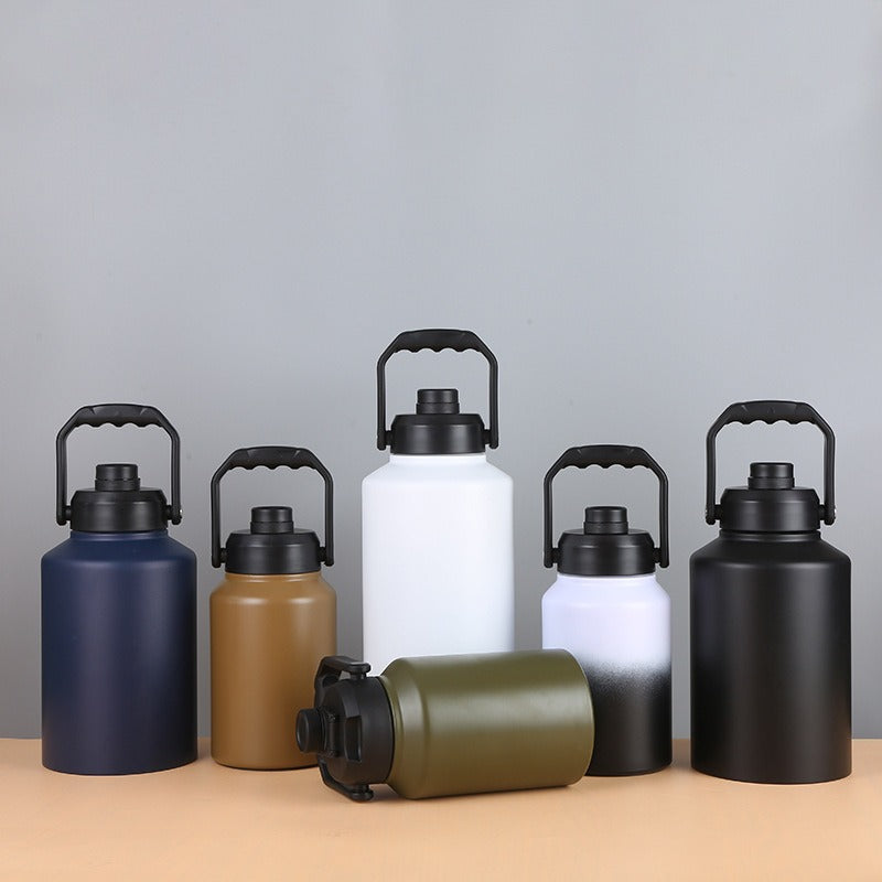 Double Wall Half Gallon Insulated Water Bottle Jug 64oz 128oz Stainless Steel Sports Water Flask with Handle-1