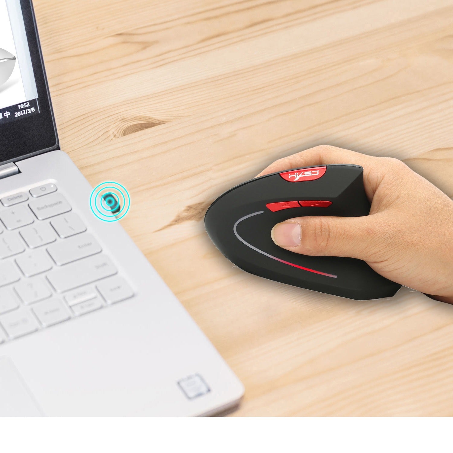 New Wireless Mouse 2.4G Vertical Health Mouse External Battery 6D Design Computer Office-5