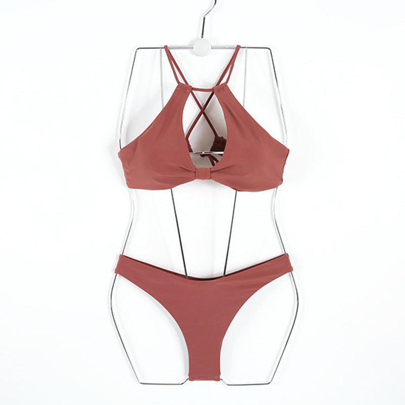 One-Shoulder Bikini for Women, Sexy Fitted Small Bust Enhancing Two-Piece Triangular Swimwear-1