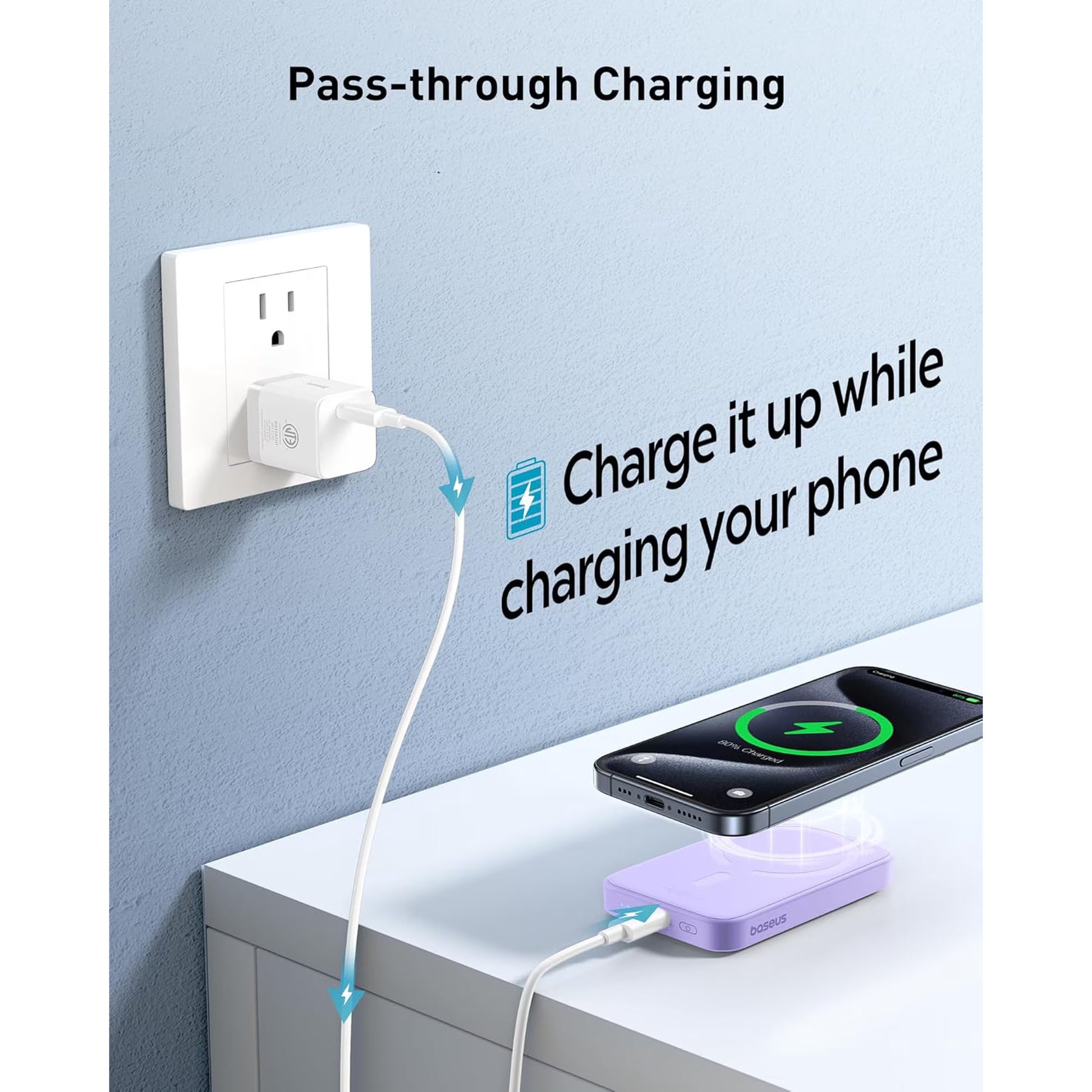Baseus Magnetic 5000mAh Power Bank, Wireless Portable Charger for iPhone 17/16/15/14, Fast Charging Battery Pack, Purple-5