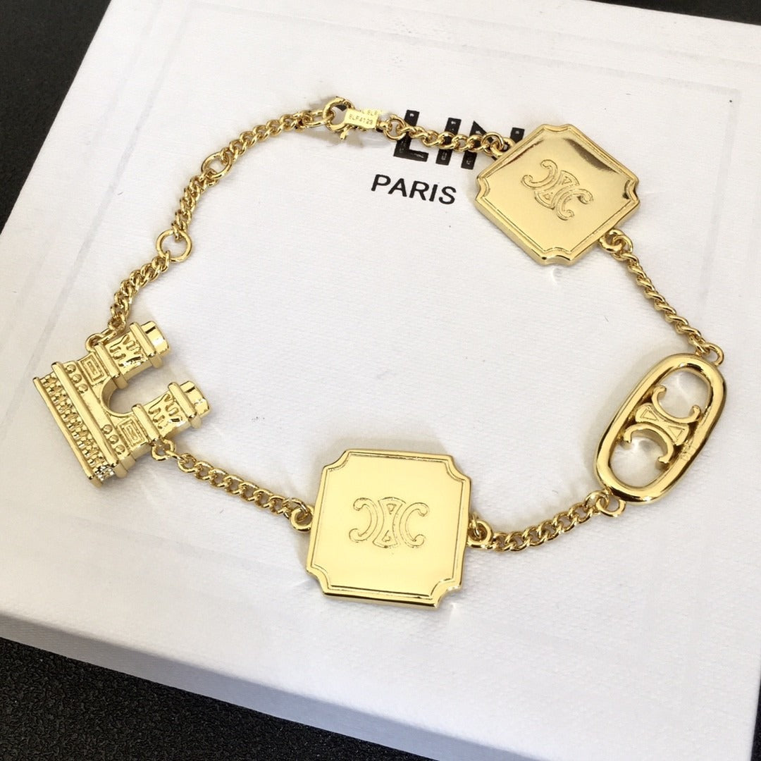 Triumphal Arch Embossed Brand High Grade Vintag Thick Chain Necklace Bracelet-6