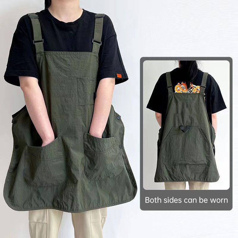Double-Sided Waterproof Kitchen Apron – Adjustable Unisex Chef Apron, Pure Color Household Cooking Workwear-1