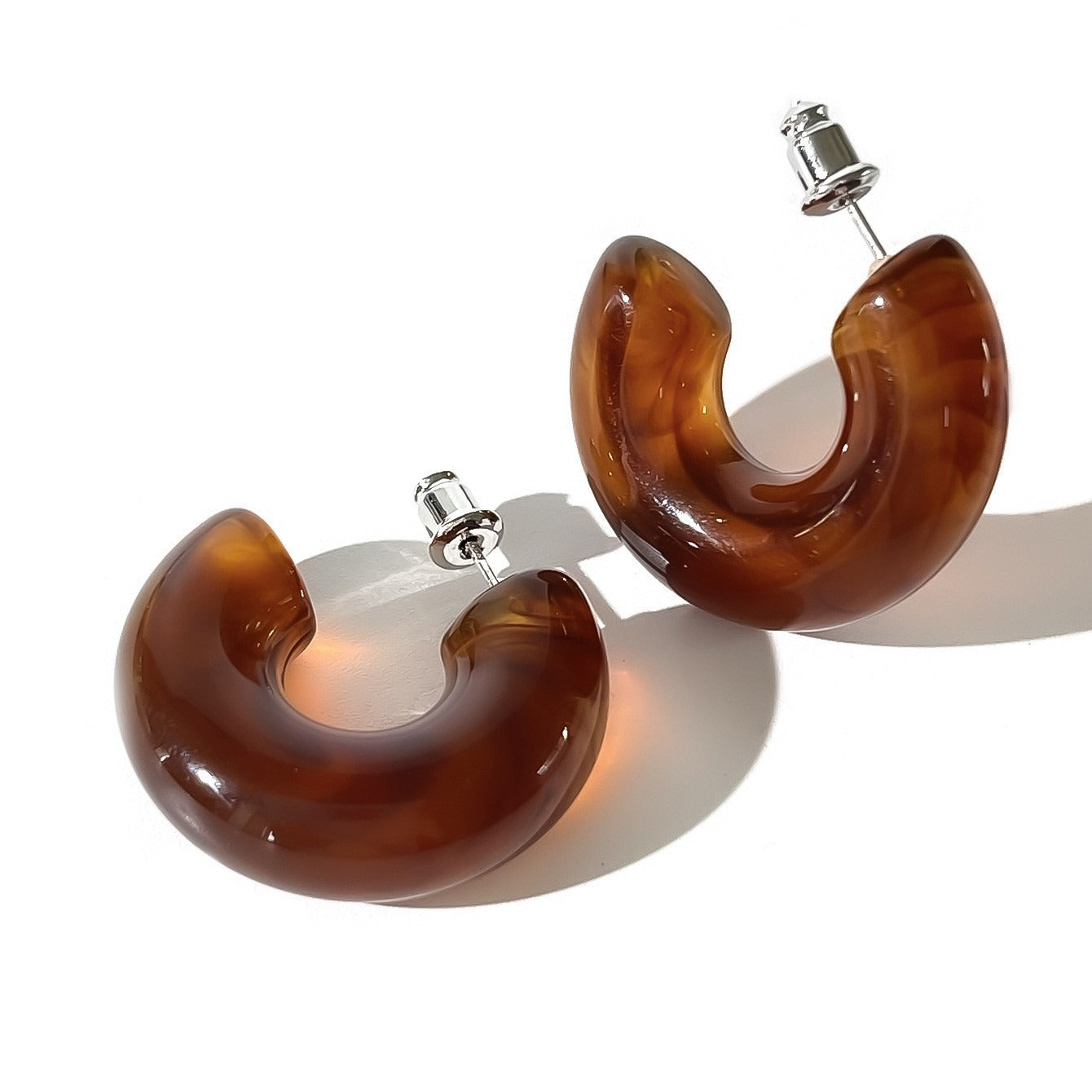 C-shaped acrylic candy mixed color personalized versatile women's earrings-3