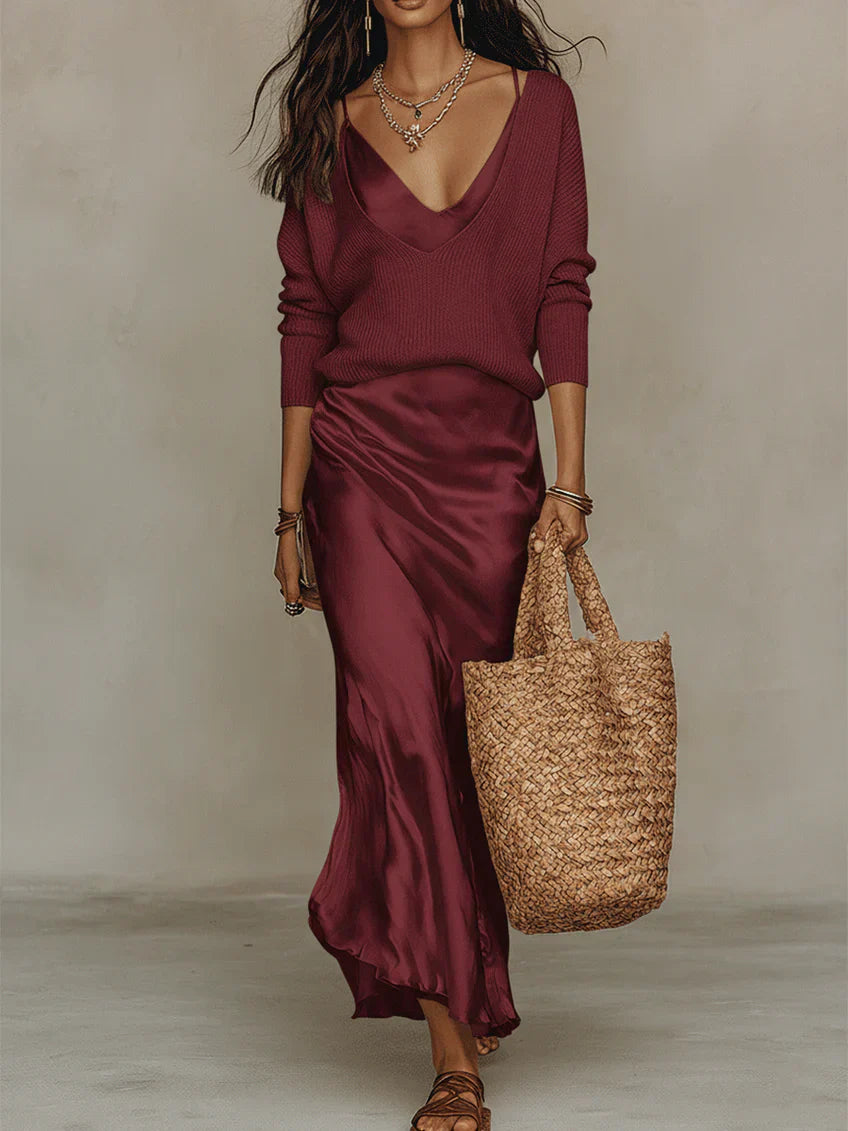 Elena | Satin Midi Dress-13