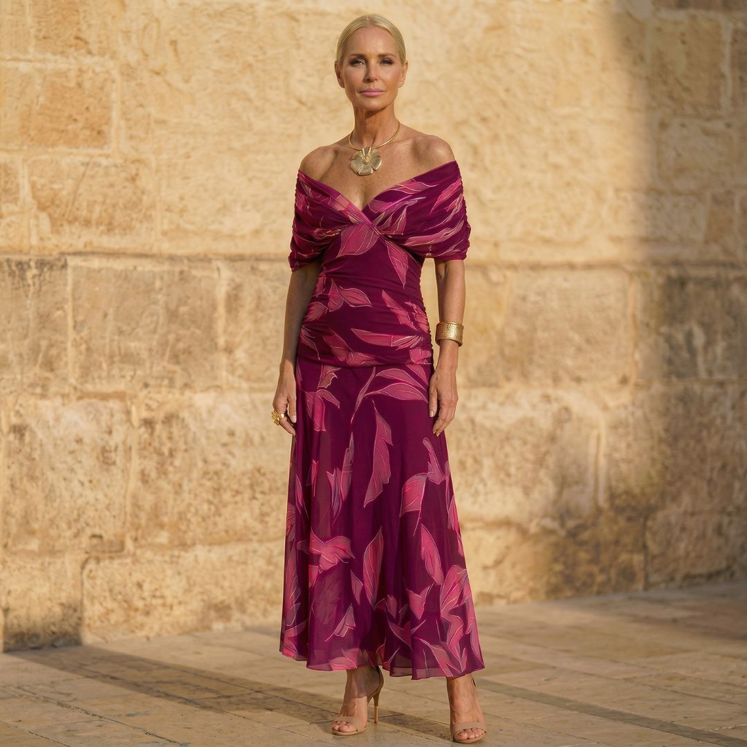 Celeste | Elegant Dress with Leaves-1