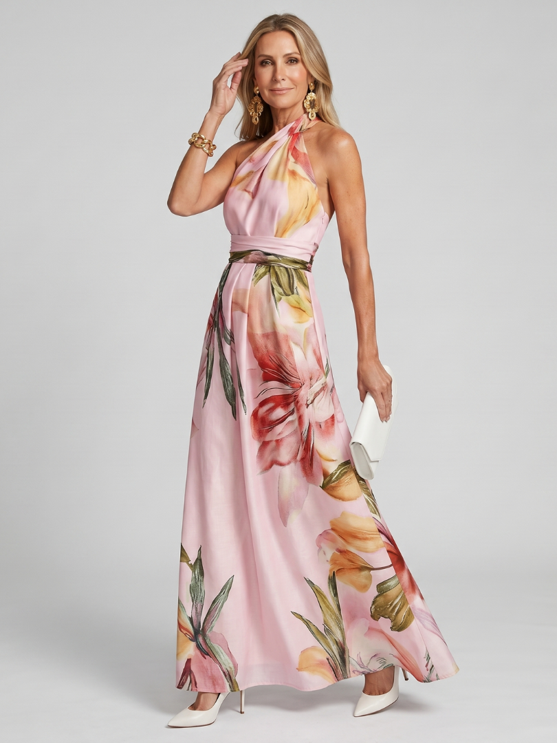 Hester | Soft Halter Flowing Skirt Maxi Dress-7