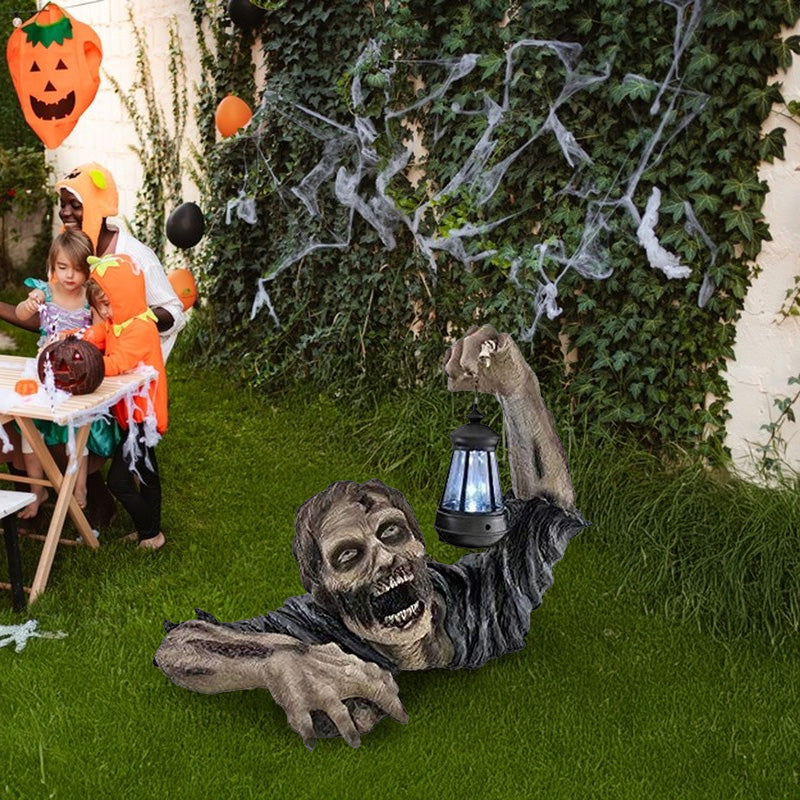 Halloween Zombie Crawl Horror Decor: Scary LED Lights, Zombie Clip Lantern, Outdoor Statue Light (1 Pc)-3