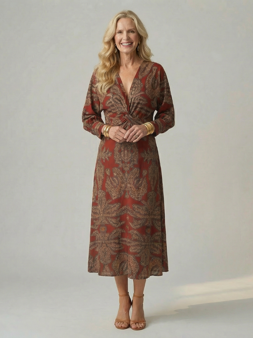 Lune | Natural Wrap Midi Dress-9