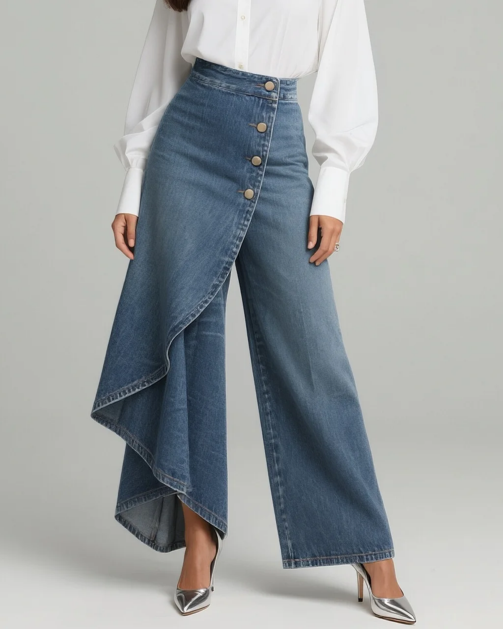 Calvra | Denim Wrap Trousers-1