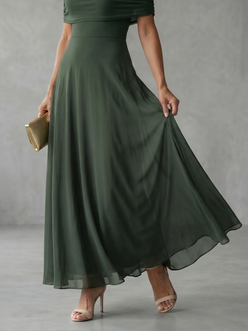 June | Off Shoulder Draped Midi Dress-8