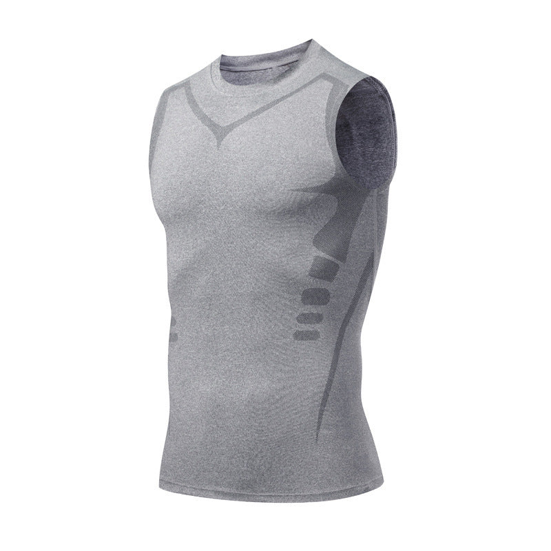 Quick-dry Men's Sports Fitted Short Sleeve Highly Elastic Breathable Moisture-wicking Fitness Training Vest-2