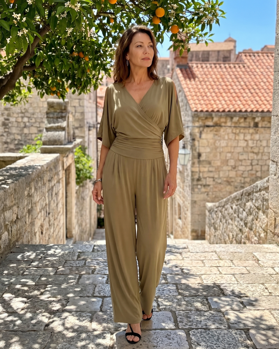 Nyxara | Cold Shoulder Wrap Waist Relaxed Jumpsuit-11