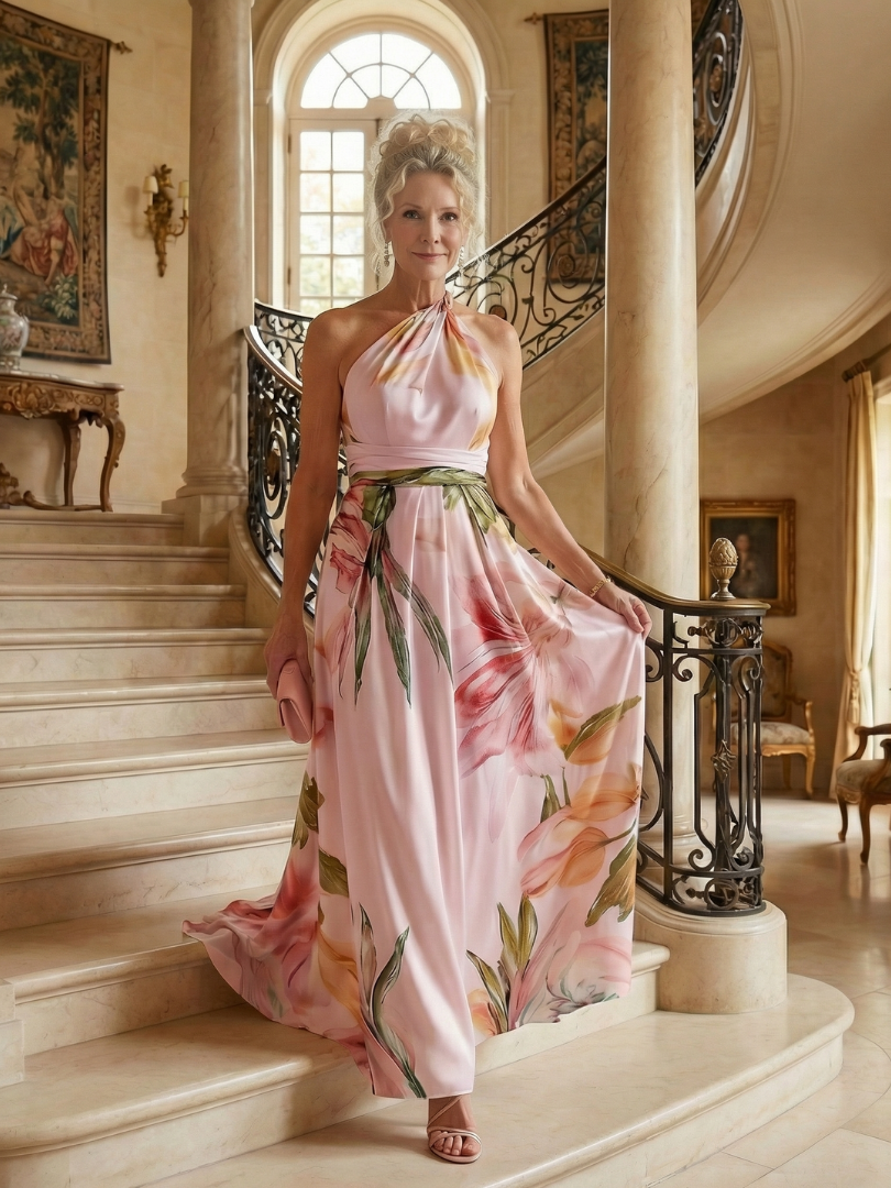 Amiel | Light Floral Maxi Dress-13