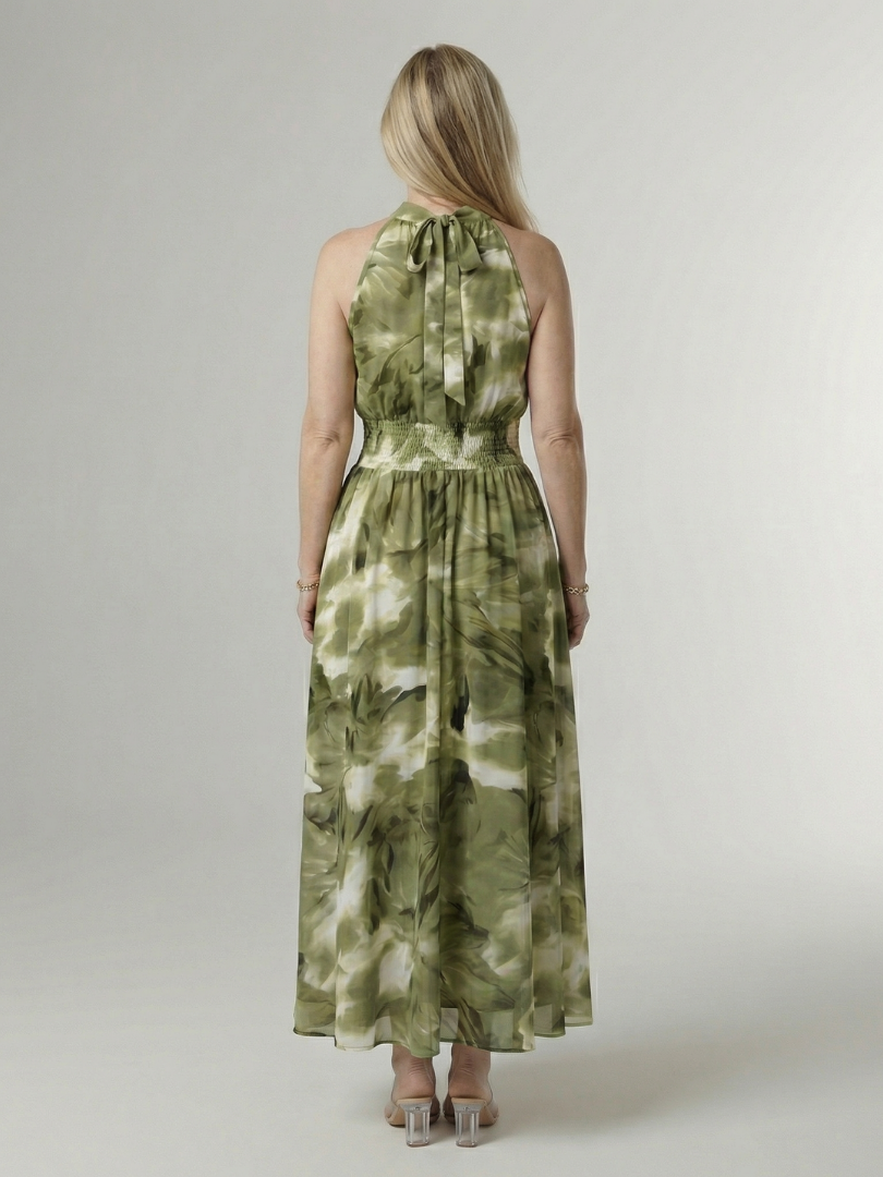 Sylin | Gathered Halter Midi Dress-11
