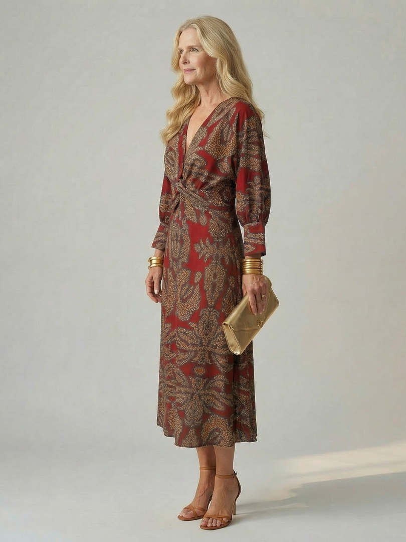 Lune | Natural Wrap Midi Dress-10