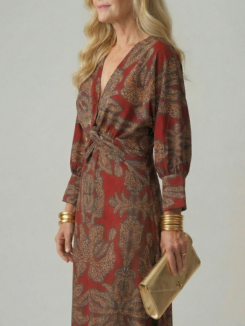 Lune | Natural Wrap Midi Dress-11