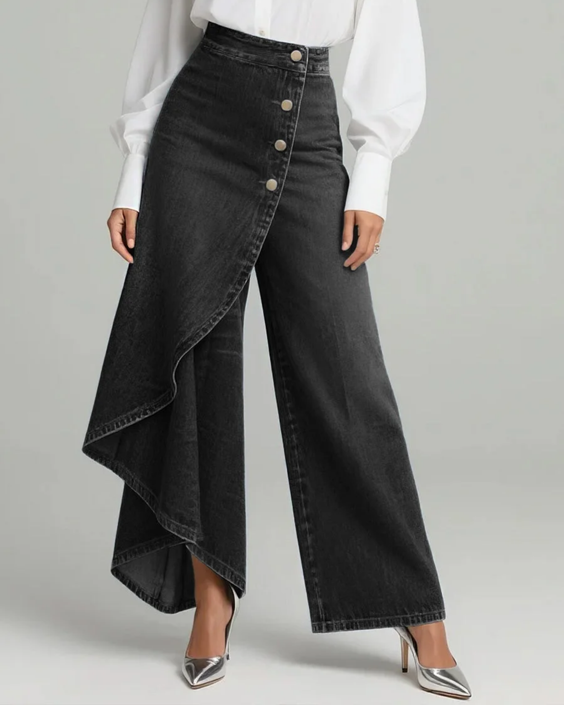 Calvra | Denim Wrap Trousers-3