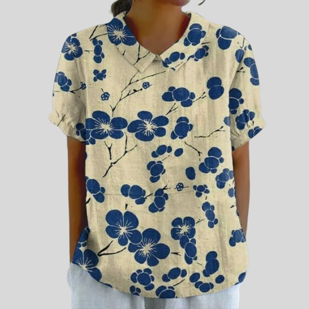 Leora | Contrasting Floral Blouse