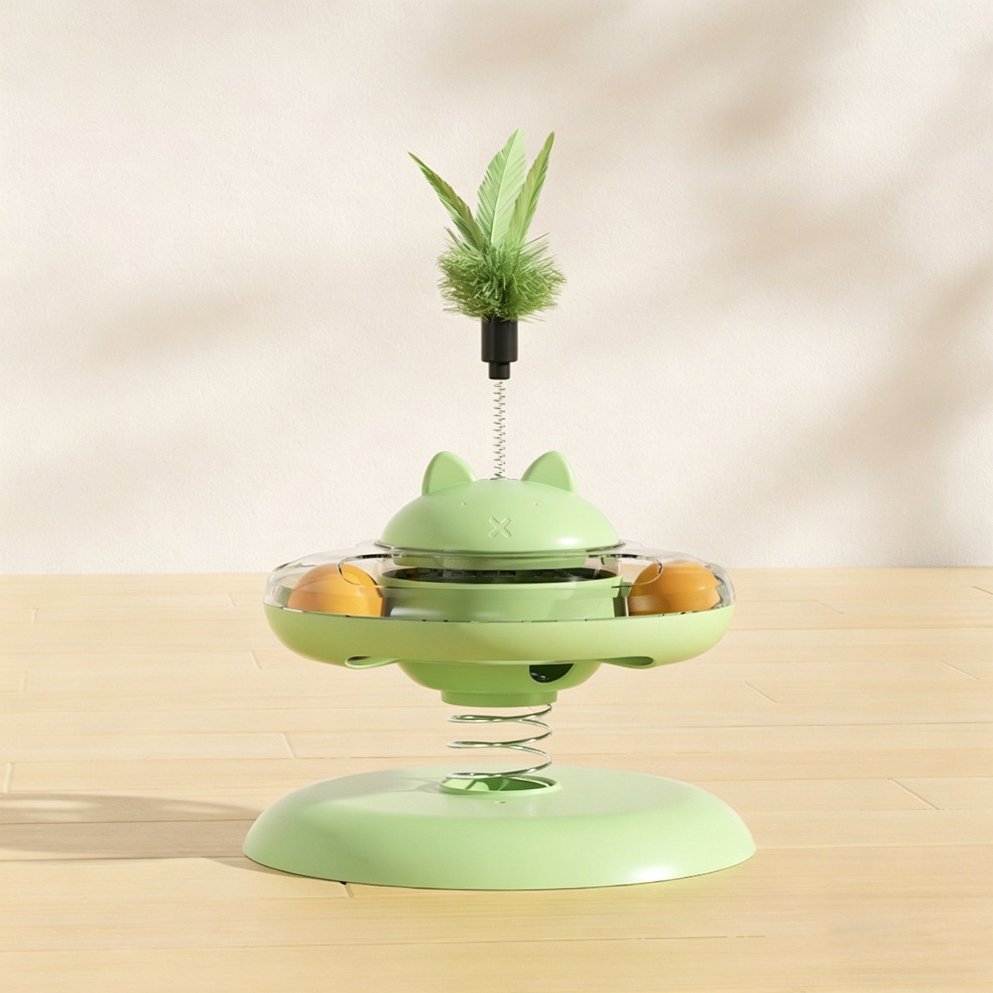 Cat Toy Puzzle Carrot Food Dispenser Suction Cup Spring Teaser-3