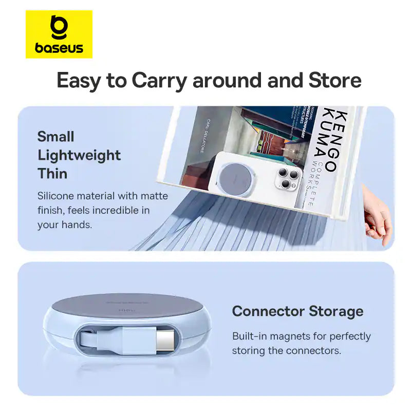 Baseus - Pathfinder Series Free2Pull Retractable Fast Charging Cable, USB-C to USB-C, 100W, 3.3Ft - Blue-8