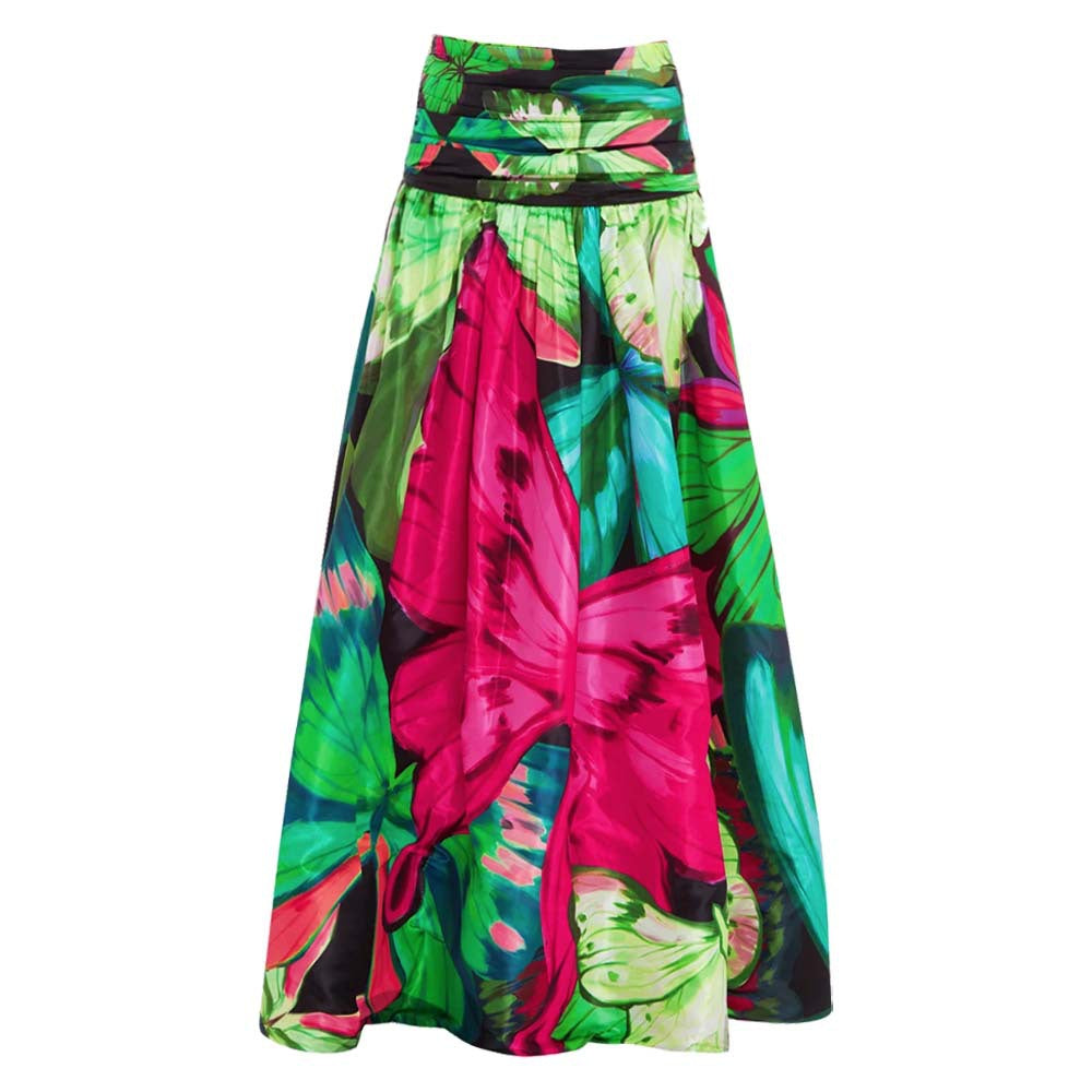 Butterfly Print Sleeveless One-Piece Skirt-Style Swimsuit Set for Women-4