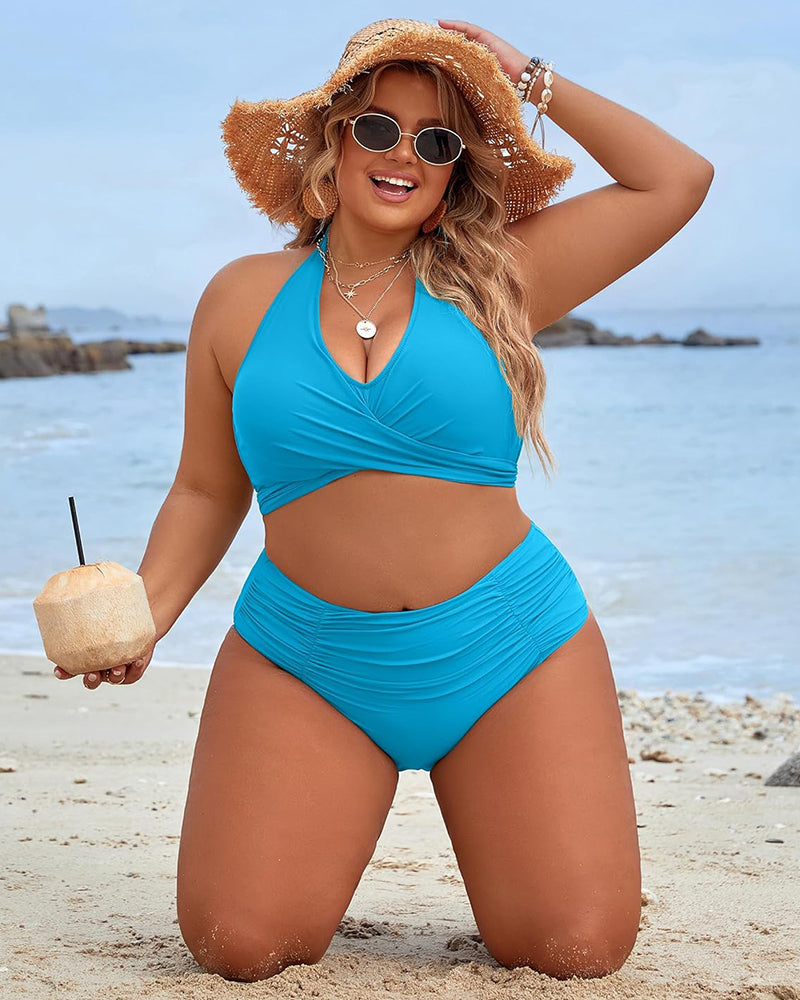 Tummy Control Bathing Suits Modest High Waisted Bikini Sets-7