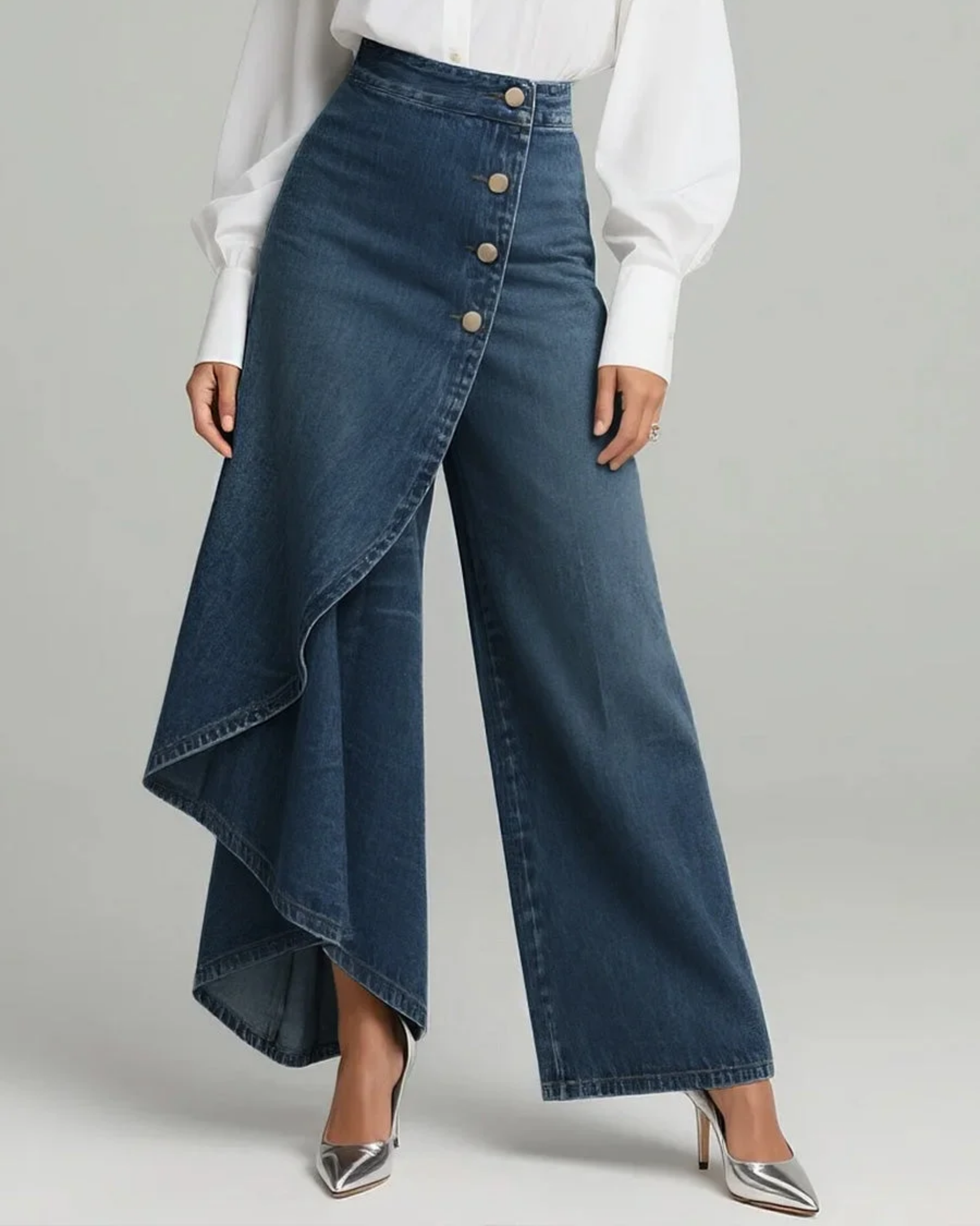 Calvra | Denim Wrap Trousers-2