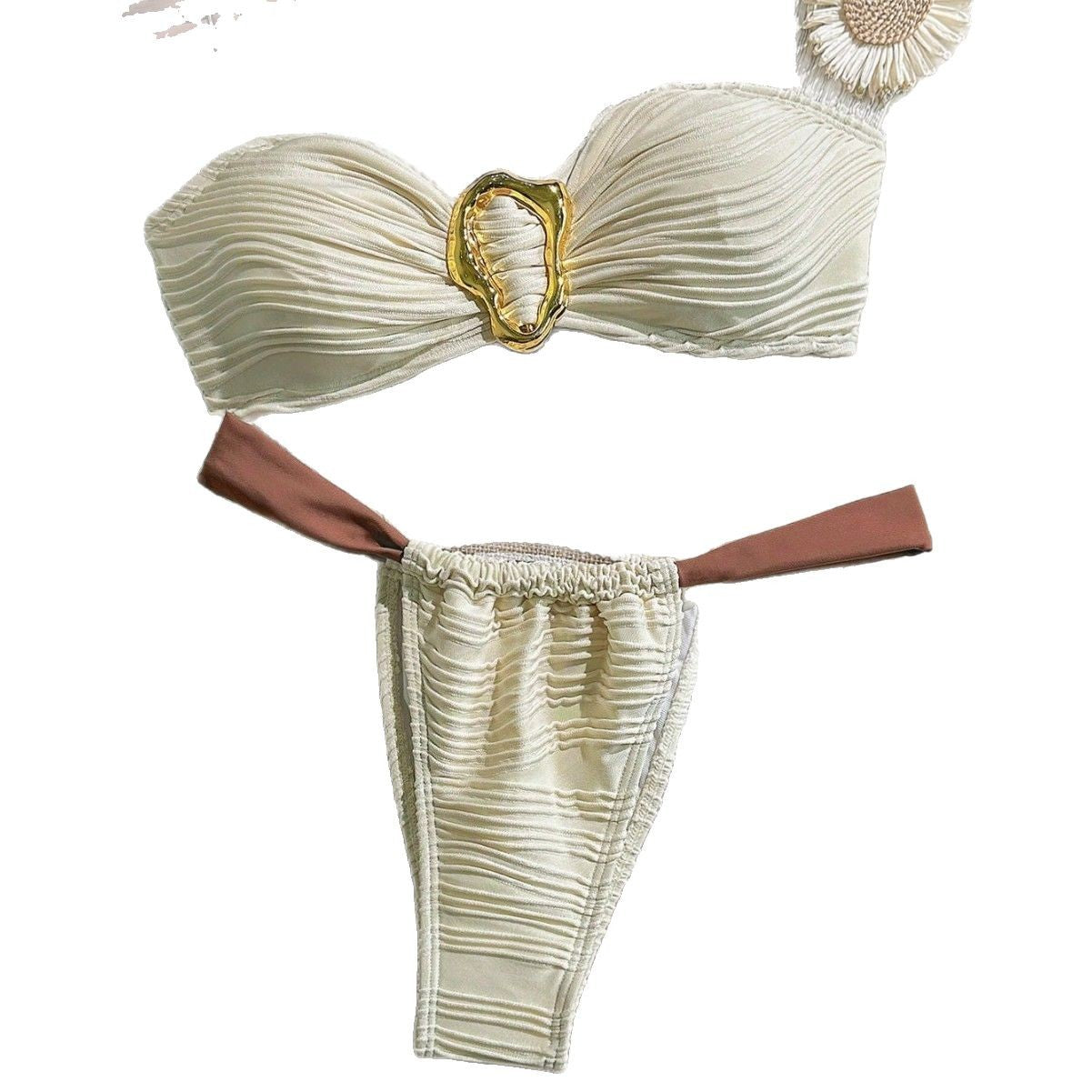 Bikini Swimwear Women's Two-Piece Simple Strapless Bathing Suit-2