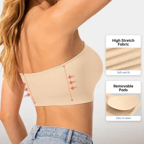 Women's Strapless Non-Slip Bandeau Bra, Seamless Wireless Tube Top-3