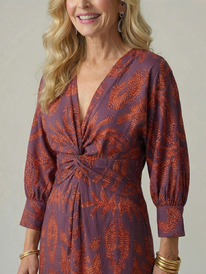 Lune | Natural Wrap Midi Dress-15