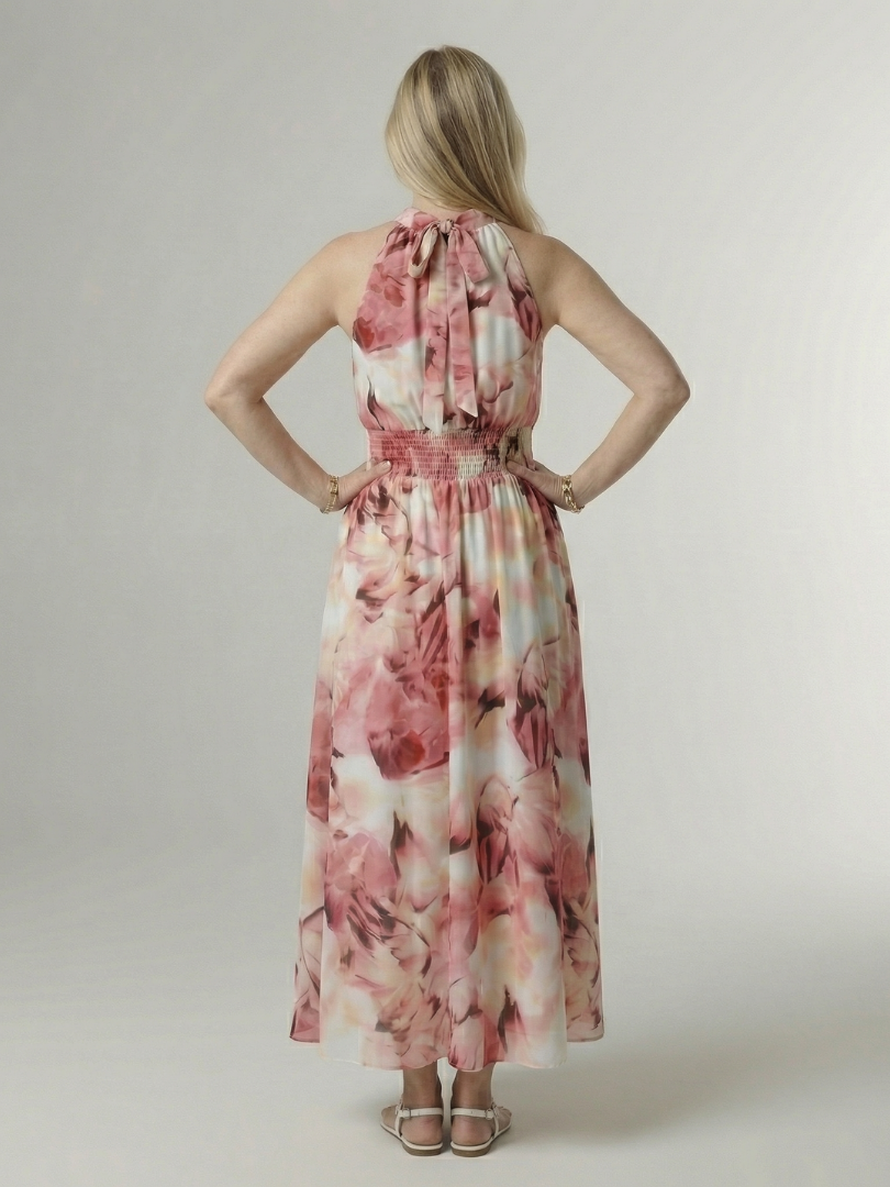 Sylin | Gathered Halter Midi Dress-15