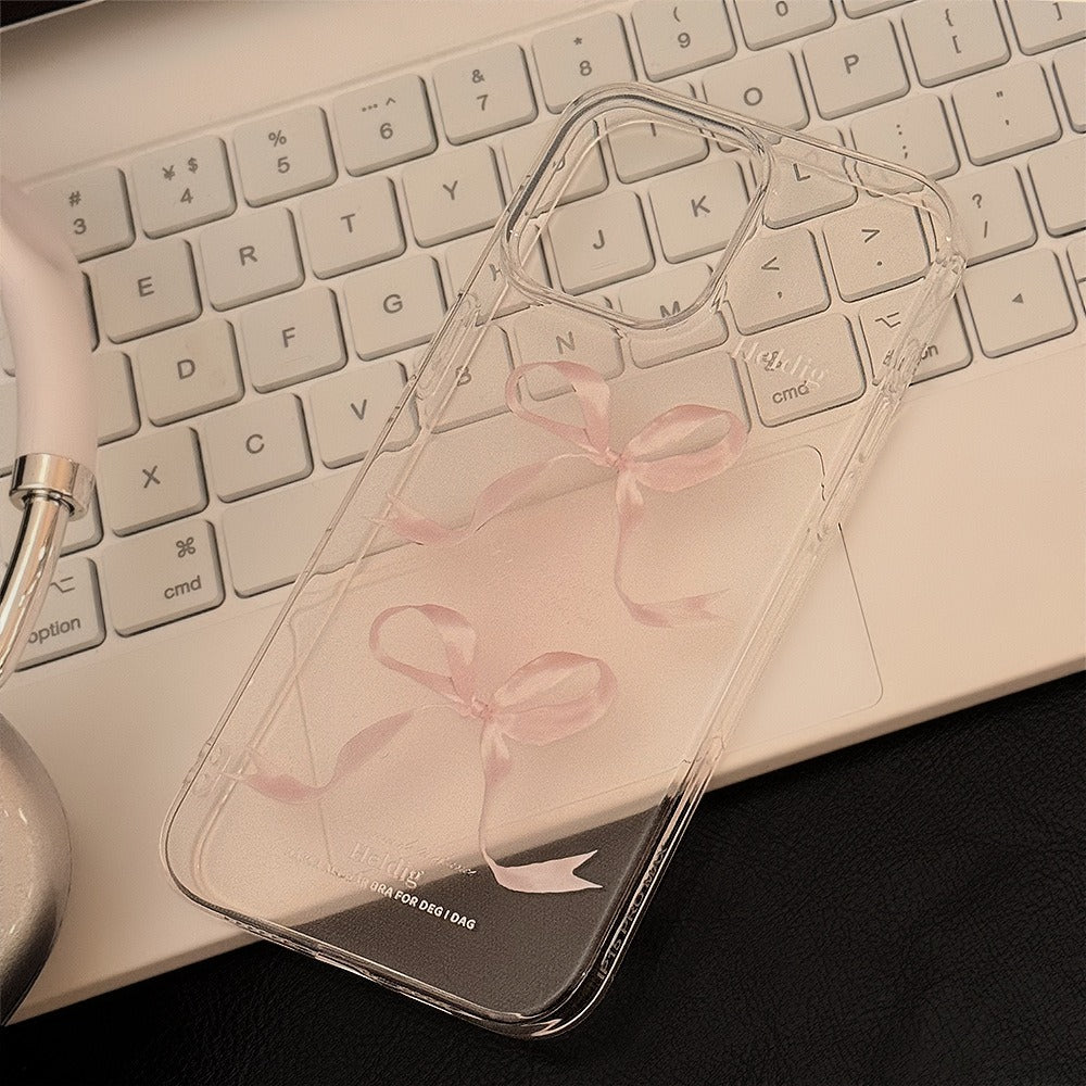 Sweet Pink Bow Apple 15 Phone Case 14 Transparent iPhone 13 Promax Silicone-3