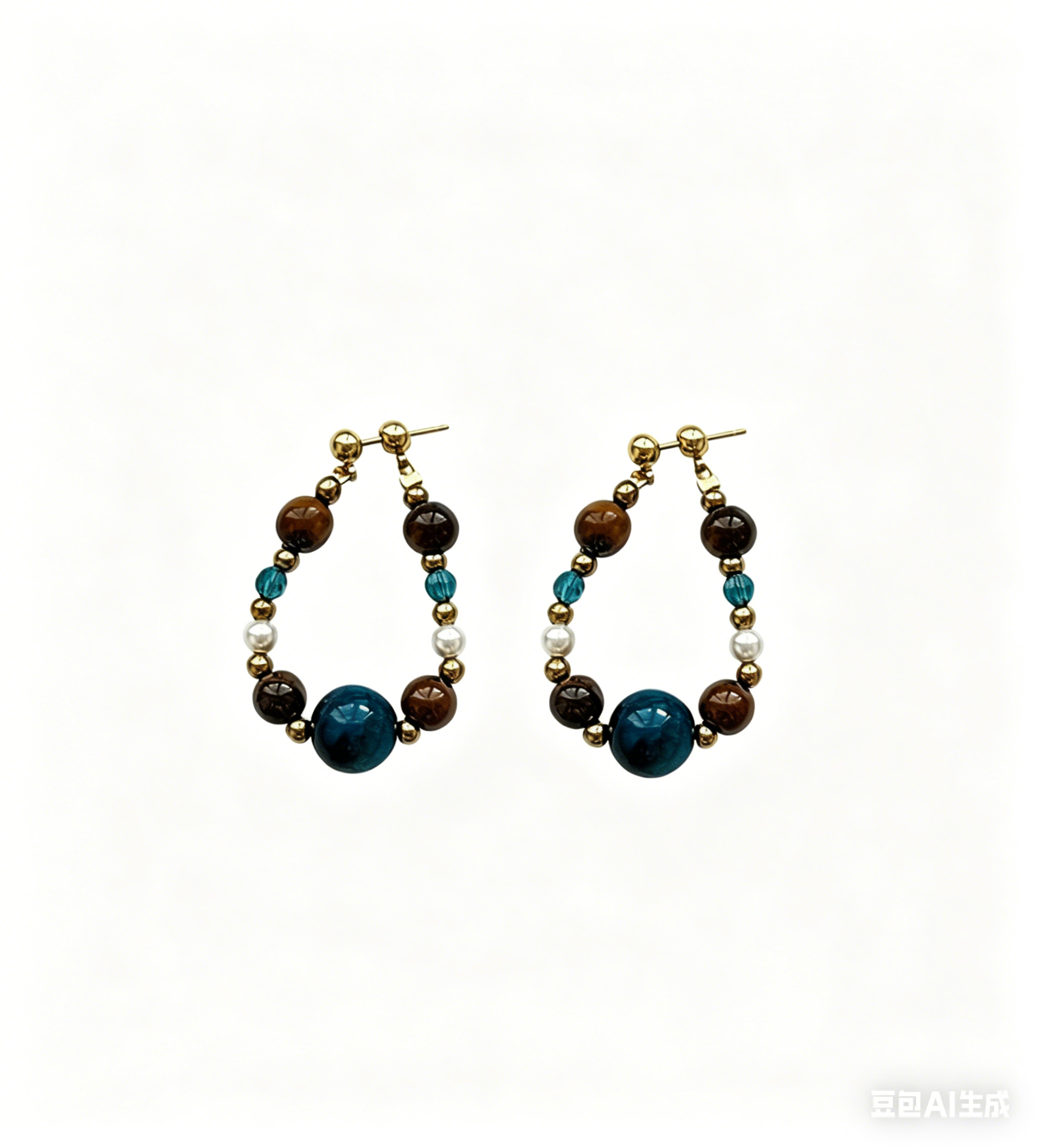 Natural Tiger Eye Beaded Earrings Bohemian Color Block Dangle Earrings