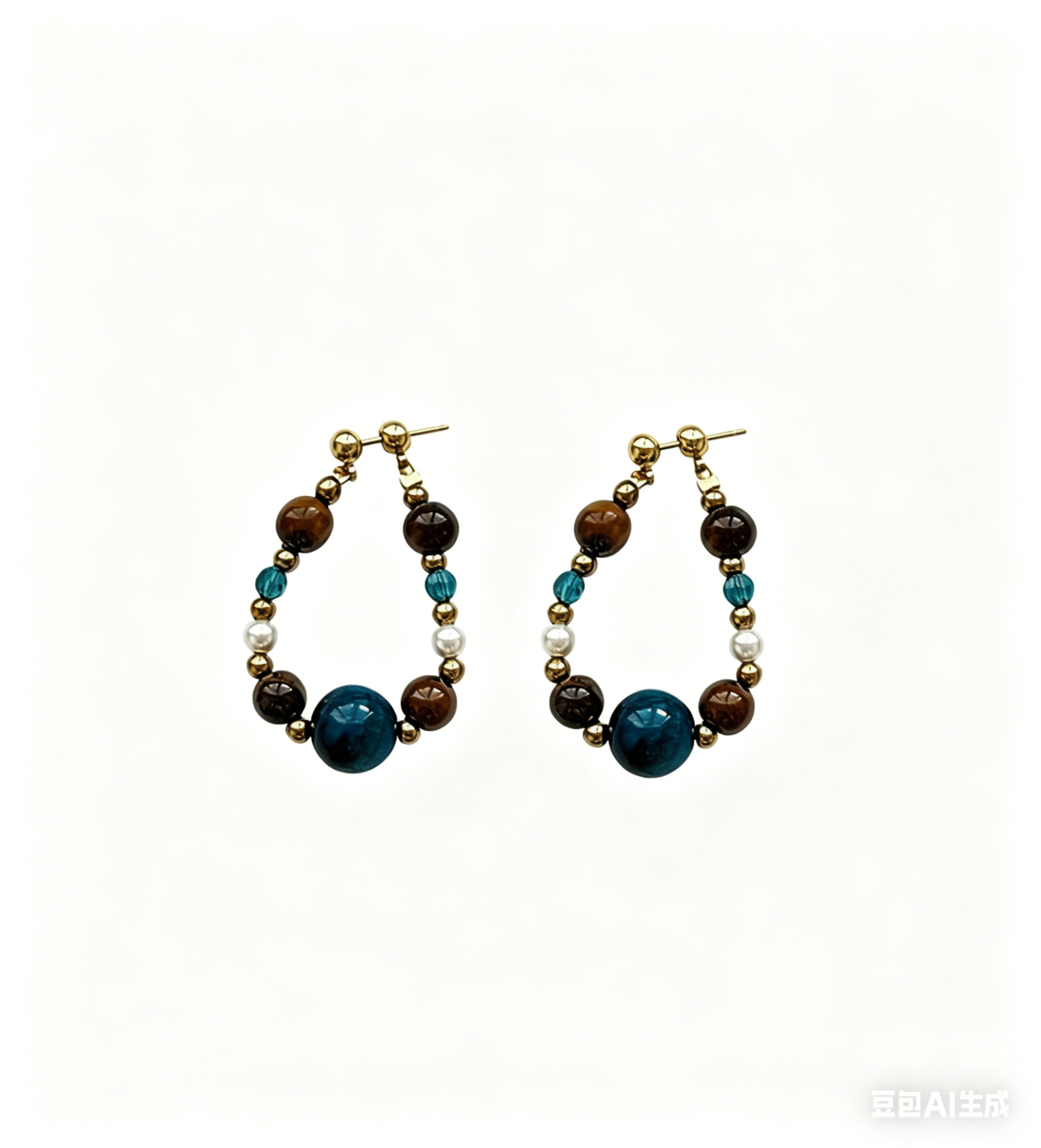 Natural Tiger Eye Beaded Earrings Bohemian Color Block Dangle Earrings-2