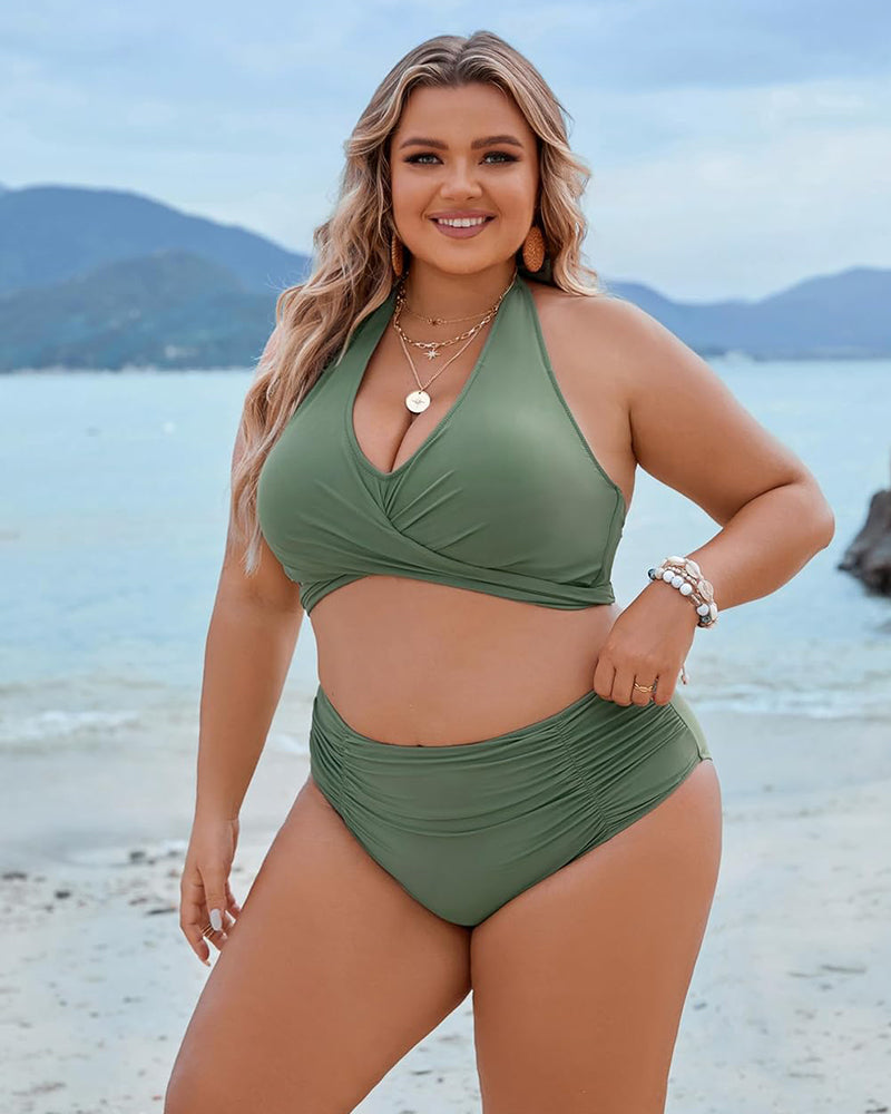 Tummy Control Bathing Suits Modest High Waisted Bikini Sets-16