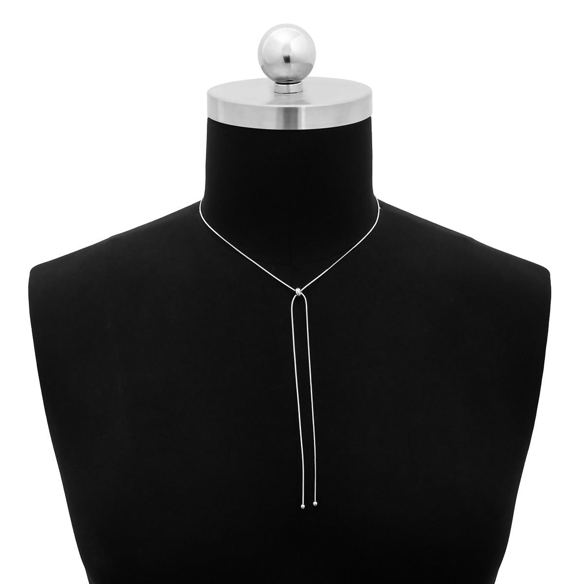 Simple and versatile long tassel necklace with fashionable adjustable metal square snake bone chain-2