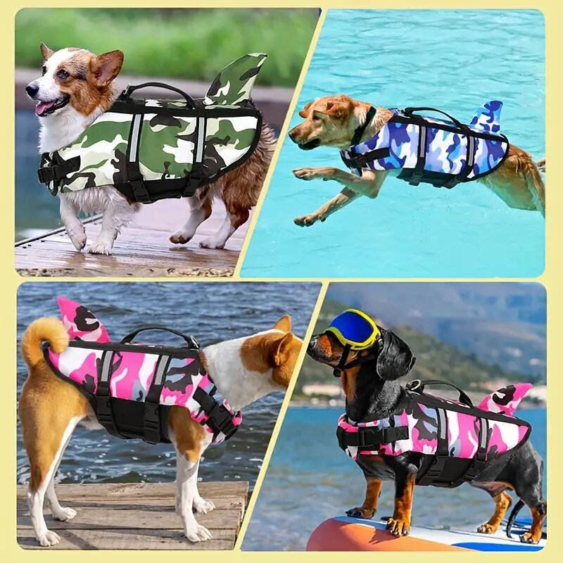 Dog Life Jacket Lightweight Adjustable Velcro Medium to Large Dog Swimwear-4