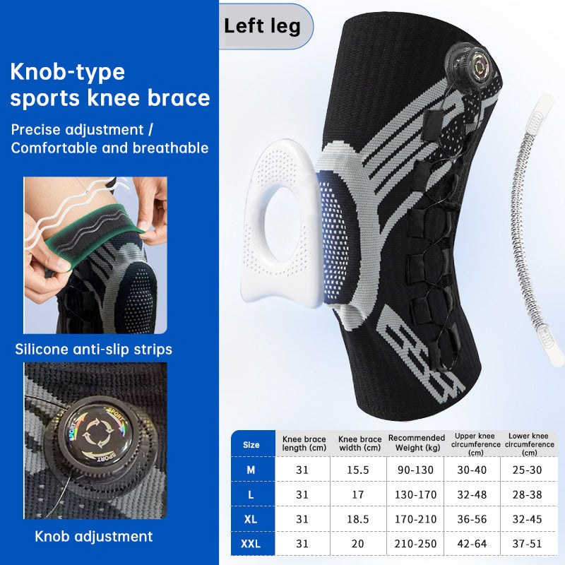 Adjustable Knob Knee Brace with Spring Support, Slim Shin Defender Basketball Knee Pads, Non-Slip Compression Sports Protector-2