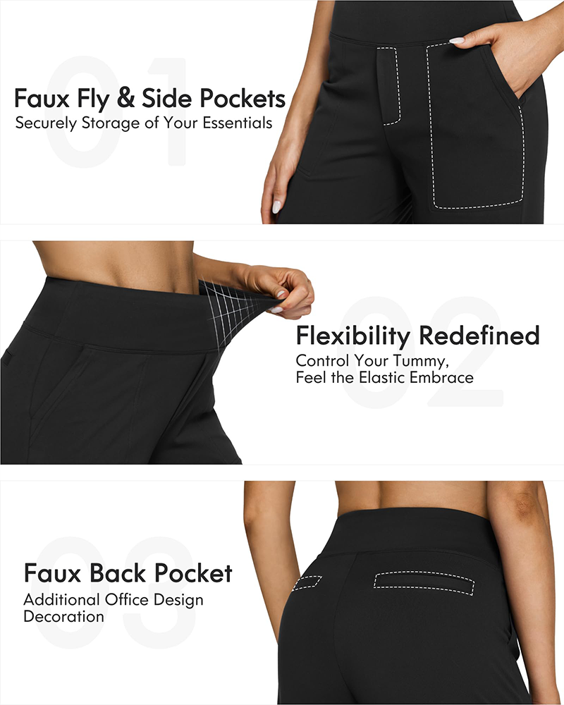 High-Waist Wide Leg Yoga Pants with Pockets-2