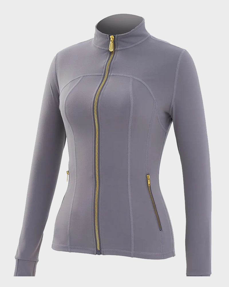 Golden Zipper Sport Jacket & 25" Leggings Set-15