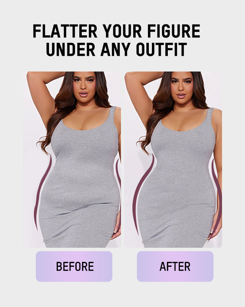 V Neck Tummy Control Thong Bodysuit Shapewear-5