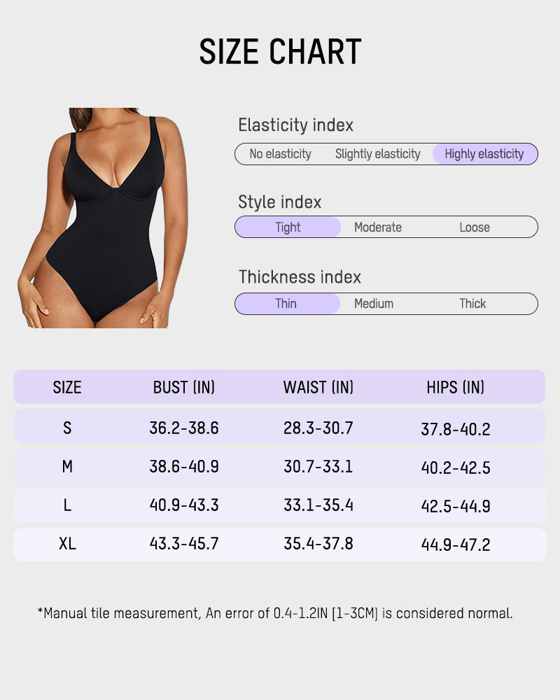 V Neck Tummy Control Thong Bodysuit Shapewear-6