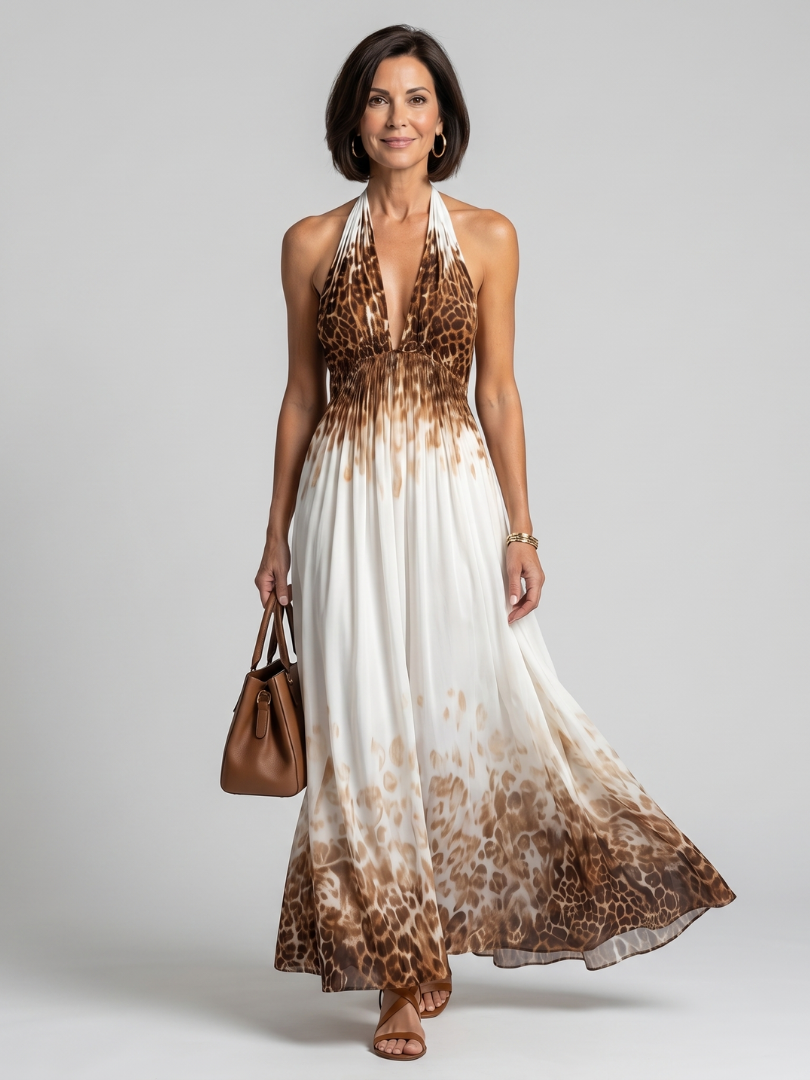 Orlune | Pleated White Midi Dress-1
