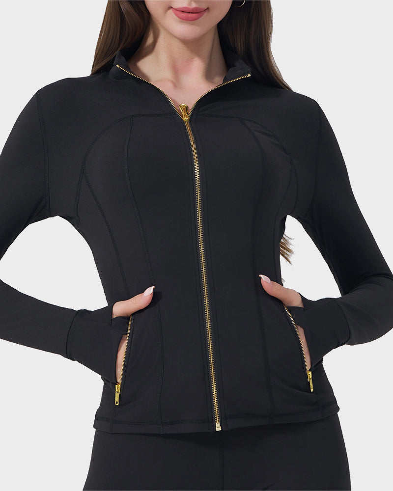 Golden Zipper Sport Jacket & 25" Leggings Set-1