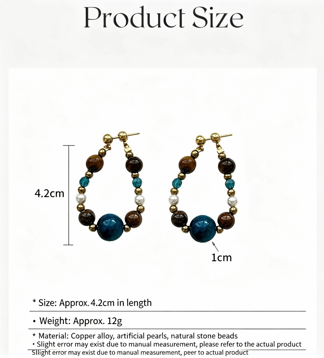 Natural Tiger Eye Beaded Earrings Bohemian Color Block Dangle Earrings-7